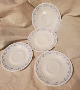 4 Vintage Corelle Morning Blue Tea Coffee Cup Saucers Plates - Picture 1 of 5