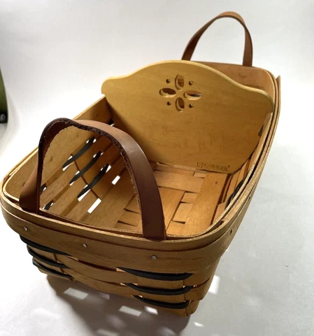 Vintage Longaberger Basket Bread Bakery with Wood Divider & Leather Handles 1995 Cover