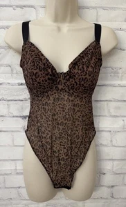 Curvy Kate USA 32G Cool Cat Plunge Bodysuit Leopard Unlined Underwire Sexy New - Picture 1 of 10