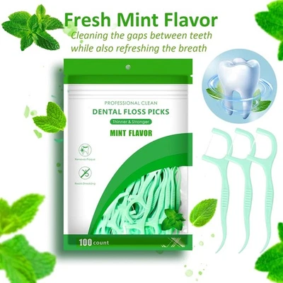 200pk Mint Dental Floss Sticks Arch Handle Teeth Picks Oral Plaque Care
