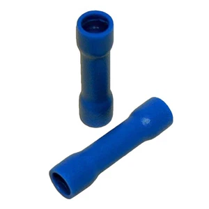 10-100pcs 16-14 Gauge Ga AWG Blue Vinyl Butt Crimp Splice Connectors Insulated - Picture 1 of 2
