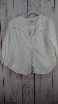 Blusa LOFT para mujer grande pequeña blanca manga larga 100 % algodón clásica Foto 1 de 4
