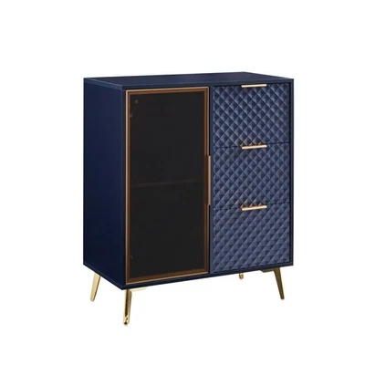 Deluxe Carved Chest of Drawers Cabinet 3 Drawers Tempered Glass Door Heavy Solid - Image 1 of 4