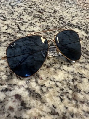 Очки солнцезащитные Ray-Ban RBR0101S авиатор обратный 9202/3A розовое золото w синий объектив - Изображение 1 из 4