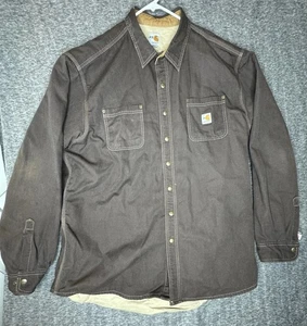 Carhartt Shirt Mens 2XL Brown Button Up Flame Resistant FR Long Sleeve Workwear - Picture 1 of 5