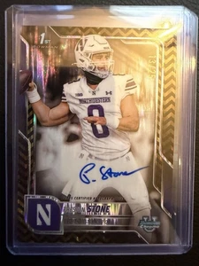 2025 Bowman Chrome University Preston Stone 1st Yellow/Black Refractor Auto /25 - Bild 1 von 1