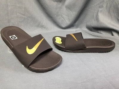Sandálias Nike Kids Kawa Slide (GS/PS) Slides Preto Dourado Tamanho 2Y NOVAS COM ETIQUETAS! - Imagem 1 de 4