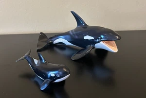 Schleich 7.5" ORCA 4" Seaworld KILLER WHALE Ocean Marine Life figure & shotglass - Picture 1 of 12