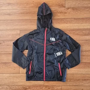 Kids NBA Basketball Black Lightweight Windbreaker Jacket Size 14/16 - Picture 1 of 5