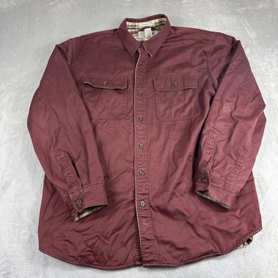 LL Bean Hurricane Flannel Lined Shirt Mens Burgandy Sz XL Reg LS Shacket 298205 - Image 1 of 4
