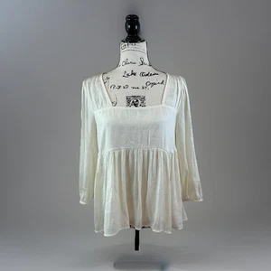 Babydoll Dolan Anthropologie Top Cuello Cuadrado Manga Larga Crema M - Imagen 1 de 8