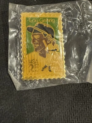 LOU GEHRIG 美国邮政邮票/针 - 纽约 - 25 美分全新无标签 — 第 1/2 张图片