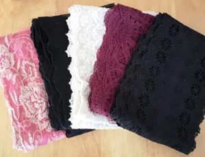 Lot 10 Yard 4" Wide Tulle Lace&Embroidered Flower Black,Coral,Purplish Red h166 - Picture 1 of 6