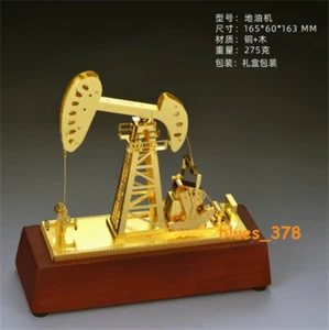 New Copper Oilfield Oil Well Pumping Unit Gold Color Model Commemorative Edition - Picture 1 of 10