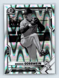 Brooks Gosswein 2021 Bowman Draft #BDC-21 cromo blanco y negro refractor RayWave - Imagen 1 de 2