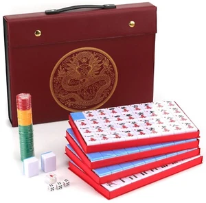 Chinese Mahjong Game Set X-Large 144 Numbered 1.5" Blue Tiles Mah-Jongg in Case - Picture 1 of 6