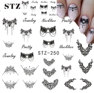 Nail Stickers Black Lace Mesh Open Work Minimalist Elegant Nails Gothic Tassel - Picture 1 of 3
