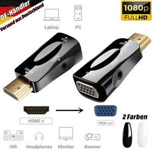 HDMI Auf zu VGA Stecker HD 1080p Adapter Konverter AUX Audio Video Kabel Laptop - Bild 1 von 14