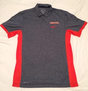 Nike Dri-Fit Virginia Cavaliers UVA Orange Gray Polo Shirt Mens Small - Picture 1 of 9