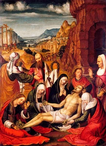 Mourning over the Dead Body of Christ A1+ by Paolo da San Leocadio Canvas Print - Picture 1 of 1