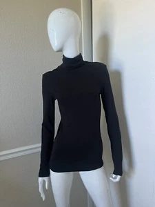 SPLENDID NEW! Black Micro Modal Supima Cotton Knit Turtleneck Top Sz S - Picture 1 of 6