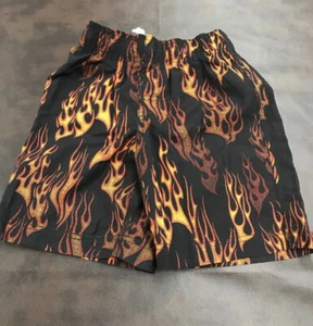 Pantalones Cortos Negro Amarillo Naranja Llamas Baúles Verano Nadar 5/6 Pequeñas Llamas Calientes - Imagen 1 de 6