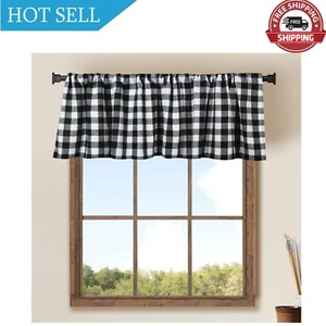 2 Pack Buffalo Check Plaid Window Valances White and Black Farmhouse Design W... - Picture 1 of 7