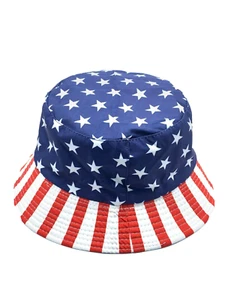 USA AMERICAN FLAG BUCKET HAT US PATRIOT USA FLAG UNISEX SUN STYLE REVERSIBLE - Picture 1 of 12