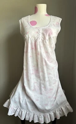 复古 Pinehurst 内衣 Midi Gown Babydoll Nightie Ruffle 粉红色 Trad Cottage Core — 第 1/4 张图片