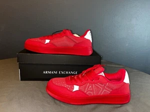 NWT ARMANI EXCHANGE RED SUEDE TRAINERS WITH CONTRASTING DETAIL XUX148 XV804 - Picture 1 of 8