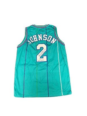 Larry Johnson Signed Charlotte Hornets (Grandmama & ROY 92) Jersey JSA - Image 1 of 4