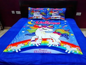 Glace Cotton bedsheet Set for Children with 2 pillow covers - Picture 1 of 3