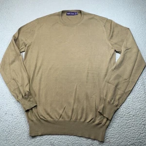 Ralph Lauren Purple Label Sweater Men Small Brown Cashmere Italy Wool Knit Crew - Picture 1 of 8