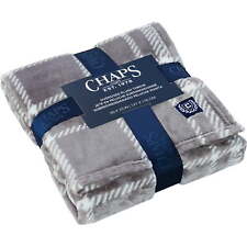 Chaps Chaps Plush Plaid Throw Blanket - Fuzzy Soft Flannel - 50" X 70", Gray