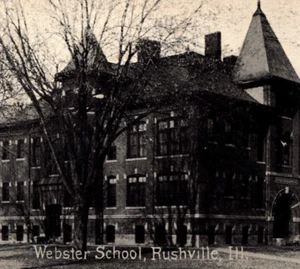 1908 Rushville, Il. Postcard Victorian Architecture Street View Webster School. - Picture 1 of 3