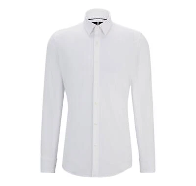 BOSS Camicia Slim Fit in Jersey Elasticizzato P-HANK-s-kent 50503554 Bianco - Immagine 1 di 4