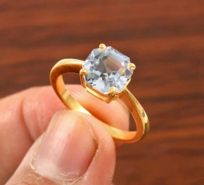 Anillo Aguamarina Genuino Anillo Santa María Piedras Preciosas Anillo Regalo Para Su Anillo de Boda Foto 1 de 4