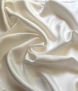 100% Pure Mulberry Silk Fabric, Off-white/Ivory Habotai Silk Fabric by the Yard - Picture 1 of 5