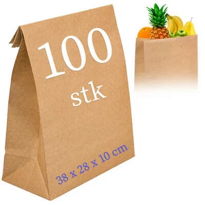 Papiertüten Groß 100 Stück 38x28x10 cm Braun 300g/m2 Kraftpapiertüte Universal - Bild 1 von 10