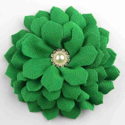 Tecido de cetim flores-10 cm com pérola strass flor feita à mão para tiara 5 peças - Imagem 1 de 4