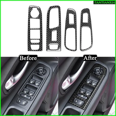 Kit de molduras elevadoras de ventana de puerta delantera trasera de fibra de carbono real para Jeep Renegade 2015-23 Foto 1 de 4