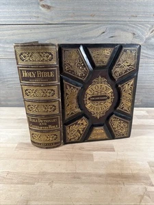 1874 PICTORIAL FAMILY BIBLE antique ILLUSTRATED leather OHIO apocrypha - Picture 1 of 24