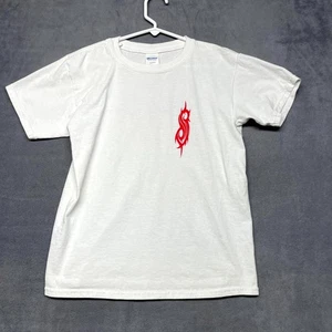 Gildan Heavy Tear Away T-Shirt Kids S White Slipknot Print Cotton Pullover Tee - Picture 1 of 8