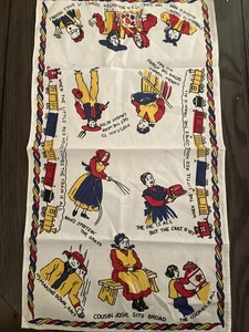 Kitchen Tea Towel Vintage Colorful Boughten Old Time Family Story 16x28 - Picture 1 of 13