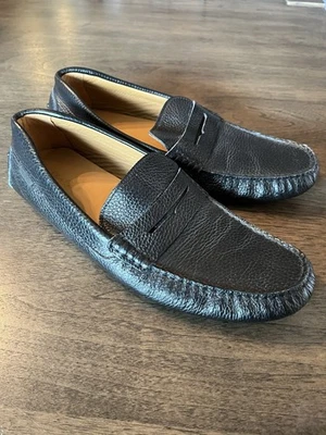 Oliver Cabell pebble leather penny driving loafers 44 11 Black - Image 1 of 4