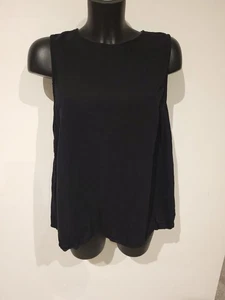 Ladies TU Black Linen Rich Sleeveless Top Size 18 Buttoned Back - Picture 1 of 4
