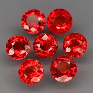 Round 3.3 to 3.5mm.Good Color! Imperial Red Sapphire Songea,Africa 7Pcs/1.34Ct. - Picture 1 of 6