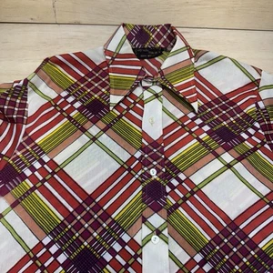 Camicia abito discoteca Alfredo Italia vintage anni 70 collo grande taglia 16-16 1/2 colorata - Foto 1 di 18