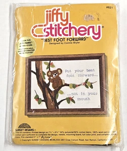 New Vintage 1980 Sunset Jiffy Stitchery Crewel Kit: BEST FOOT FORWARD Koala Tree - Picture 1 of 2