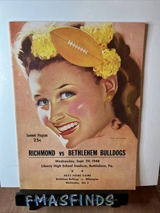 V3 1948 RICHMOND VA REBELS vs BETLEMME PA BULLDOGS AFL Programma Calcio EX+ - Foto 1 di 9